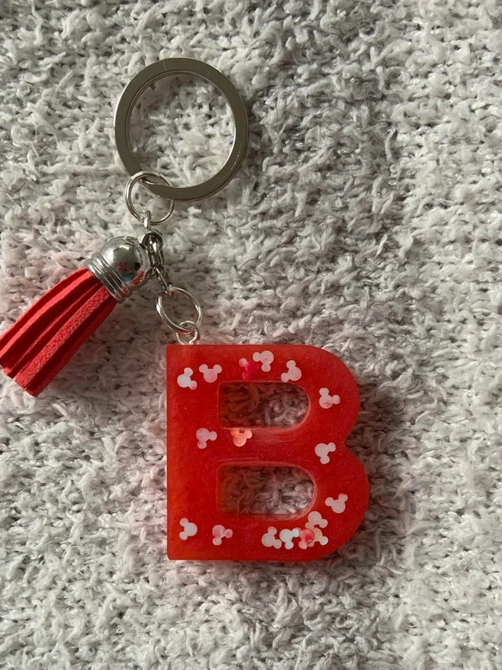 Blue Glitter Letter B Keychain